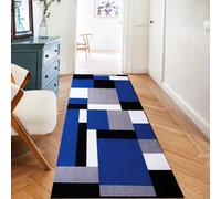 Rugs Inn Kilas Area Rug- Soft Solid Bright Color Geometric Non-Shed Low Pile Distressed Washable Large Rug for Bedroom Lounge Living Room (120 x 170 cm, Blue Black)