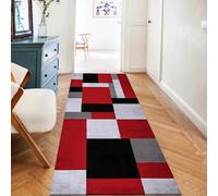 Rugs Inn Kilas Area Rug- Soft Solid Bright Color Geometric Non-Shed Low Pile Distressed Washable Large Rug for Bedroom Lounge Living Room (120 x 170 cm, Red Black)