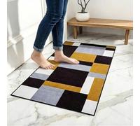 Rugs Inn Kilas Door Mats for Indoor - Super Soft Distressed Low Pile Living Room Entryway Welcome Mat for Front and Back Entry Doormat - Beige Black, 50 x 80 cm