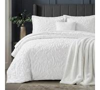Rugs Inn King Size Bedspread Throw Velvet Bed Blanket Super Soft Warm Bedding Set with 1 Quilted Bedspread King Size + 2 Matching Pillow Shams - White