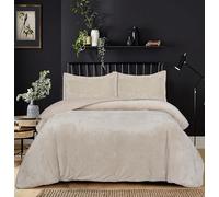 Rugs Inn Luxury Faux Fur Bedspread Throw King Size Bed and Sofa Couch, Warm Velvet Microfiber Back Bedspread Blanket With 2 Matching Pillow Shams - 240 x 235 cm, Beige