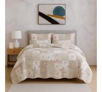 Rugs Inn Quilt Patchwork Bedspread 2 Piece Set - Coverless Quilted Bedspread, Reversible, Lightweight Quilt Comfort with 2 Pillow Sham (Zurich, Double)