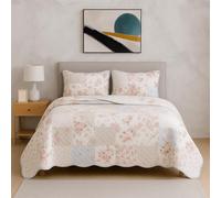 Rugs Inn Quilt Patchwork Bedspread 2 Piece Set - Coverless Quilted Bedspread, Reversible, Lightweight Quilt Comfort with 1 Pillow Sham (Meadow, Single)