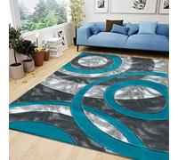 Rugs Inn Retro Rug -Super Soft Cozy Bright Colors Circle Design Rug for Bedroom Living Room Dining Room Guest Room Kids Room (Teal, 200 x 290 cm)