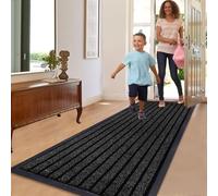 Rugs Inn Rubber Runner Rug for Hallways - Heavy Duty Anti Slip PVC Backing Runners Perfect for Mud-Rooms Muddy Wet Shoes and Paws(Black, 60 x 180 cm)