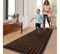 Rugs Inn Rubber Runner Rug for Hallways - Heavy Duty Anti Slip PVC Backing Runners Perfect for Mud-Rooms Muddy Wet Shoes and Paws(Brown, 80 x 300 cm)