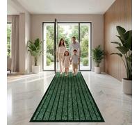 Rugs Inn Rubber Runner Rug for Hallways - Heavy Duty Anti Slip PVC Backing Runners Perfect for Mud-Rooms Muddy Wet Shoes and Paws(Green, 80 x 300 cm)