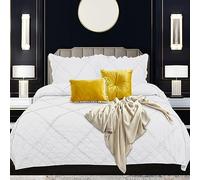 Rugs Inn Ruffle Quilted Bedspread -3Pcs Bed Throws for Room Decor Embossed Striped Pattern Reversible Quilt Bedspreads Coverlets with 2 Pillow Shams (Super King, White)