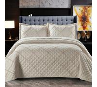 Rugs Inn Ruffle Quilted Bedspread - Bed Throws for Room Decor Embossed Striped Pattern Reversible Quilt Bedspreads Coverlets with Pillow Shams (Mink, Super King)