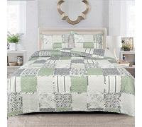 Rugs Inn Single Bedspread Coverlet Quilts Patchwork Bedding - Vintage Look Floral Pattern Reversible Lightweight Quilt Bedspread Bedding Set with One Pillow Shams OLIVE (Des 1)