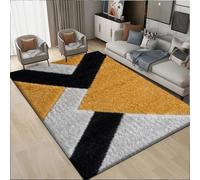 Rugs Inn Super Soft Door Mat for Indoor Front or Back Door Use - Beautiful Abstract Design Luxury Heavy Rug for Kitchen - 60 x 110 cm- Nova Ochre Grey Silver