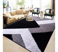 Rugs Inn Super Soft Door Mat for Indoor Front or Back Door Use - Beautiful Abstract Design Luxury Heavy Rug for Kitchen - 60 x 110 cm- Nova Black Grey Silver