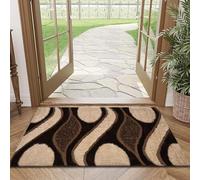 Rugs Inn Swirl Door Mat - Non-Slip Washable Doormat, Suitable for Indoor Use, Heavy Duty Welcome Dirt Trapper Floor Mat for Entrance, Hallway, Kitchen & Entryway - (Brown & Beige, 60x110 cm)