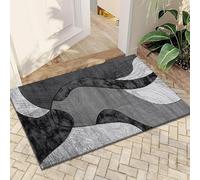 Rugs Inn Velvet Curve Door Mat - Modern Super Soft Shaggy Non Slip Doormat Washable Matts, Suitable for Indoor Use (Grey, 50 x 80 cm)