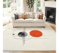 Rugs Living Room 100 x 150 cm, Machine Washable Rug Non-Slip Low Pile Carpet, Soft Simple Circle Lines Area Rugs for Bedroom Kitchen Entryway Hallway Dinning Room, Colorful