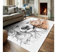 Rugs Living Room 100 x 150cm Golden Retriever Pattern, Abstract Cat Dog Pet Area Rug for Bedroom Home Room Decor, Washable Non Slip Low Pile Carpet D110
