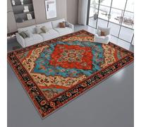 Rugs Living Room 120 x 160 cm - Elegant Geometric Floral Lines Patterns Printed Washable Antiskid Rug Carpets for Bedroom Dorm Nursery Kids Room Office Lounge Home Decor, Red