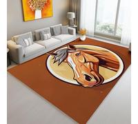 Rugs Living Room 120 x 160 cm Washable Short Pile Area Rugs for Living Room, Modern Cartoon Abstract Animal Horse Non-Slip Carpet Floor for Bedroom Machine - Washable Rug Flannel Colorful