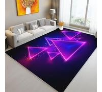 Rugs Living Room 120 x 160 cm Washable Short Pile Area Rugs for Living Room, Modern Digital Art Abstract Neon Colors Geometry Non-Slip Carpet Floor for Bedroom Machine - Washable Rug Flannel White