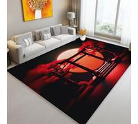 Rugs Living Room 120 x 160 cm Washable Short Pile Area Rugs for Living Room, Modern Japanese Style Art Torii Gate Non-Slip Carpet Floor for Bedroom Machine - Washable Rug Flannel Black