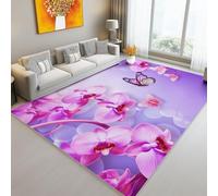 Rugs Living Room 120 x 180 cm/47.2 x 70.8 Inch, Dreamlike Orchid Butterfly Bubbles printed designs, Purple Soft Low Pile Anti Slip Area Rugs Kid Pet Friendly Rug for Bedroom Dining Room Kitchen