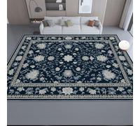 Rugs Living Room 120 x 180 cm - Retro French Country Floral Machine Washable Rugs Non-Slip, Dark Blue Fluffy Soft Bedroom Area Rug Short Pile Thin Carpet for Dining Room Hallway Lounge