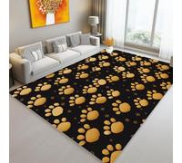 Rugs Living Room 140 x 200 cm Washable Short Pile Area Rugs for Living Room, Modern Digital Art Abstract Cat Paw Prints Non-Slip Carpet Floor for Bedroom Machine - Washable Rug Flannel Black