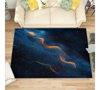 Rugs Living Room 140x200 cm Mysterious Starry Sky Pattern Non-Slip Washable Area Rug for Bedroom Blue Large Thin Short Low Pile Floor Carpet for Office Bathroom Dinning Room Playroom