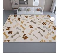 Rugs Living Room, 160 x 230 cm Non-Slip Backing, on-Shedding Cute Pet Paw Prints for Bedroom, Hallway Dining Room Kitchen Office Beige Mustard Yellow