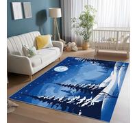 Rugs Living Room 160 x 230 cm, Red Anti-Slip Backing Carpets - Cartoon Stars Snow Scene Area Rug Super Soft Suit for Bedroom Dorm Office Home Decor