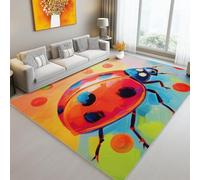 Rugs Living Room 180 x 250 cm Printed Carpet for Oil Painting Style Ladybug Colorful Low Pile, Soft Touch, Non Slip, Washable Rug for Bedroom, Fireplaces, Office, Floor Carpet Red Orange