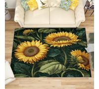 Rugs Living Room 180x240 cm Yellow SunFloral Non-Slip Washable Area Rug for Bedroom Green Large Thin Short Low Pile Floor Carpet for Office Bathroom Dinning Room Playroom