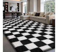Rugs Living Room 200x300cm,Black and White Checkered Area Rug for Bedroom,Washable Anti Slip Extra Large Shaggy Rug Soft Fluffy Rug Fuzzy Carpet for Kids Room Nursery,Dorm Home Decor(AA)