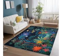 Rugs Living Room 50 x 80 cm, Black Anti-Slip Backing Carpets - Fantasy Forest Animals Stars Area Rug Super Soft Fluffy Shaggy Rugs Suit for Bedroom Dorm Nursery Kids Room Lounge Office Home Decor
