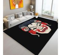 Rugs Living Room 50 x 80 cm Washable Short Pile Area Rugs for Living Room, Modern Japanese Style Retro Mask Lines Non-Slip Carpet Floor for Bedroom Machine - Washable Rug Flannel Black