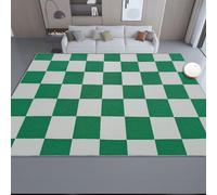 Rugs Living Room 60 x 110 cm - Abstract Minimalist Grid Machine Washable Rugs Non-Slip, Green Fluffy Soft Bedroom Area Rug Short Pile Thin Carpet for Dining Room Hallway Lounge