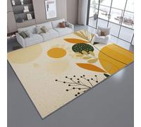 Rugs Living Room 60 x 120 cm - Geometric Elegant Delicate Plant Lines Patterns Printed Washable Antiskid Rug Carpets for Bedroom Dorm Nursery Kids Room Office Lounge Home Decor, Mustard Yellow