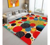 Rugs Living Room 80 x 150 cm Washable Short Pile Area Rugs for Living Room, Modern Art Style Abstract Geometric Polka Dots Non-Slip Carpet Floor for Bedroom Machine - Washable Rug Flannel Colorful