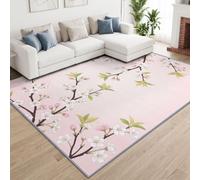 Rugs Living Room 80 x 150cm, Nature Cherry Blossoms Non Slip Carpet | Japanese Botanical Floral Area Rug for Bedroom, Low Pile Floor Carpet Mat for Kids Room Kitchen Dining Room Office Home Decor