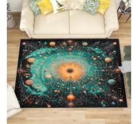 Rugs Living Room 80x150 cm Cartoon Planet Print Non-Slip Washable Area Rug for Bedroom Colorful Small Thin Short Low Pile Floor Carpet for Office Bathroom Dinning Room Playroom