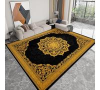Rugs Living Room 80x150 cm, Vintage Oriental Gold Frame Area Rugs, Soft Touch, Anti-Slip Backing, Black Washable Carpet, Ideal For Bedroom Playroom Kids Room Home Decorative