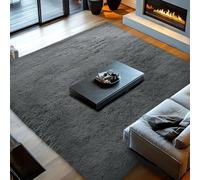 Rugs Living Room 90 x 95 cm Shaggy Soft and Elegant Carpets Living Room Area Rugs Easy to Clean, Many Different Sizes for Nursery, Kids Baby, Dark Grey