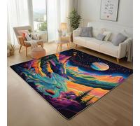 Rugs Living Room Area Rug Galaxy Cosmic Mountains Large Non Slip Carpet Colored Mountain Scenery Machine Washable Rug Short Pile for Bedroom Kitchen Soft Faux Wool Mats and Rugs 200x300cm
