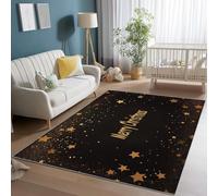 Rugs Living Room, Black Area Rugs for Bedroom Non Slip - Art Style Christmas Minimalism Stars Rug Super Soft Small Thick Pile Non-Shedding Plush Carpet 60 x 90 cm