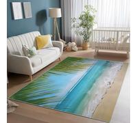 Rugs Living Room, Black Area Rugs for Bedroom Non Slip - Tropical Style Beach Palm Leaves Rug Super Soft Small Thick Pile Non-Shedding Plush Carpet 60 x 90 cm