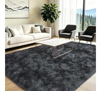 Rugs Living Room Black Gray Fluffy Shaggy Large Rugs for bedroom 160x230cm | Machine Washable Rugs Modern Floor Mat Beside Carpets for Kids Room Home Decor Non Shedding Anti-Slip Backing