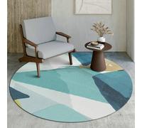 Rugs Living Room Blue Green Geometry Rug Soft Washable Rug Round Rug Bedroom Bedside Household Carpet Non-Slip Bathroom Rug Circle Rug for Entryway Kids Room Circle Area Rug 100cm