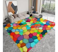 Rugs Living Room Geometric Colorful Hexagons 60 x 120 cm Area Rugs for Bedroom, Color Washable Anti Slip Soft Rug Fluffy Modern Floor Carpets Mat Rugs for Kids Living Room