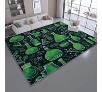 Rugs Living Room, Green Area Rugs for Bedroom Non Slip - Minimalism Scientific Symbols Chemistry Lines Rug Super Soft Small Thick Pile Non-Shedding Plush Carpet for Lounge 160 x 230 cm