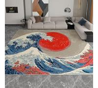 Rugs Living Room Hokusai Waves 60 x 90 cm Area Rugs for Bedroom, Grey Washable Anti Slip Soft Rug Fluffy Modern Floor Carpets Mat Rugs for Kids Living Room